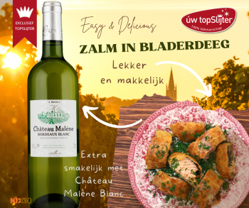 Zalm in bladerdeeg - Château Malène Bordeaux Blanc - uw topSlijter gerecht